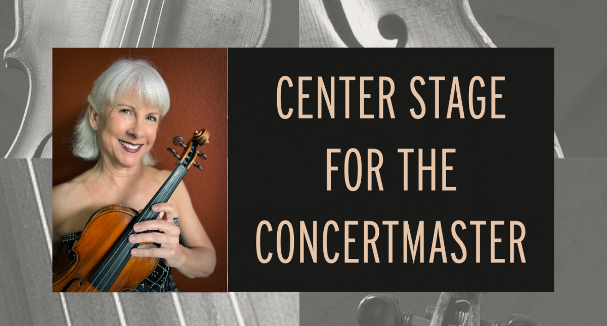 No stranger to solos, concertmaster Stephanie Sant'Ambrogio gets a chance this time to stand in front of the Fresno Philharmonic. If you watch closely, you'll probably see her dance.